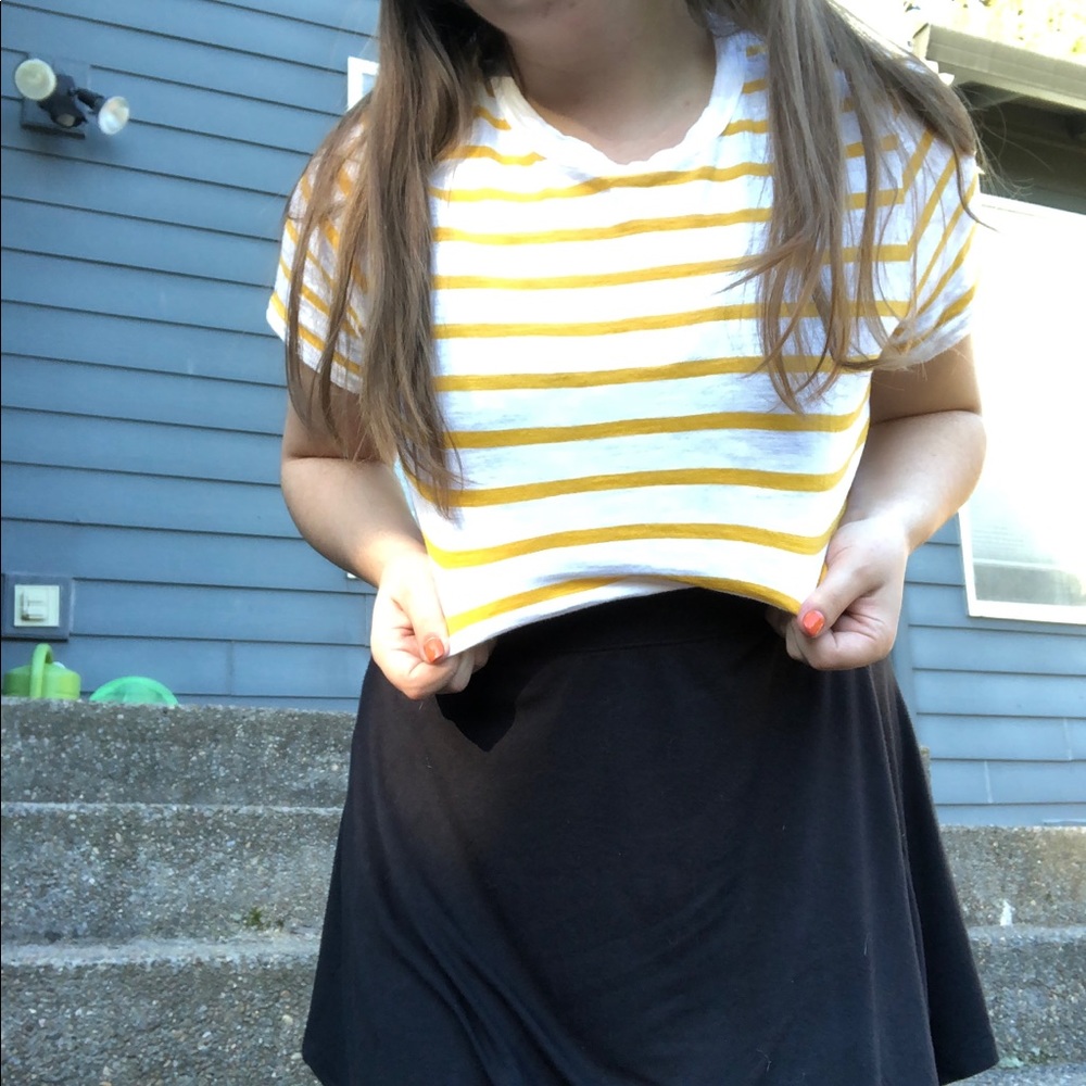 Old Navy Yellow and White Striped T-shirt